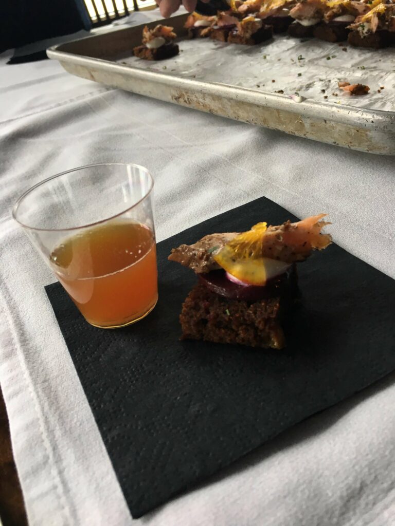 Old Port Sea Grill featured a salmon pastrami on brown bread with a Positano Punch for Spirit Quest 2019!